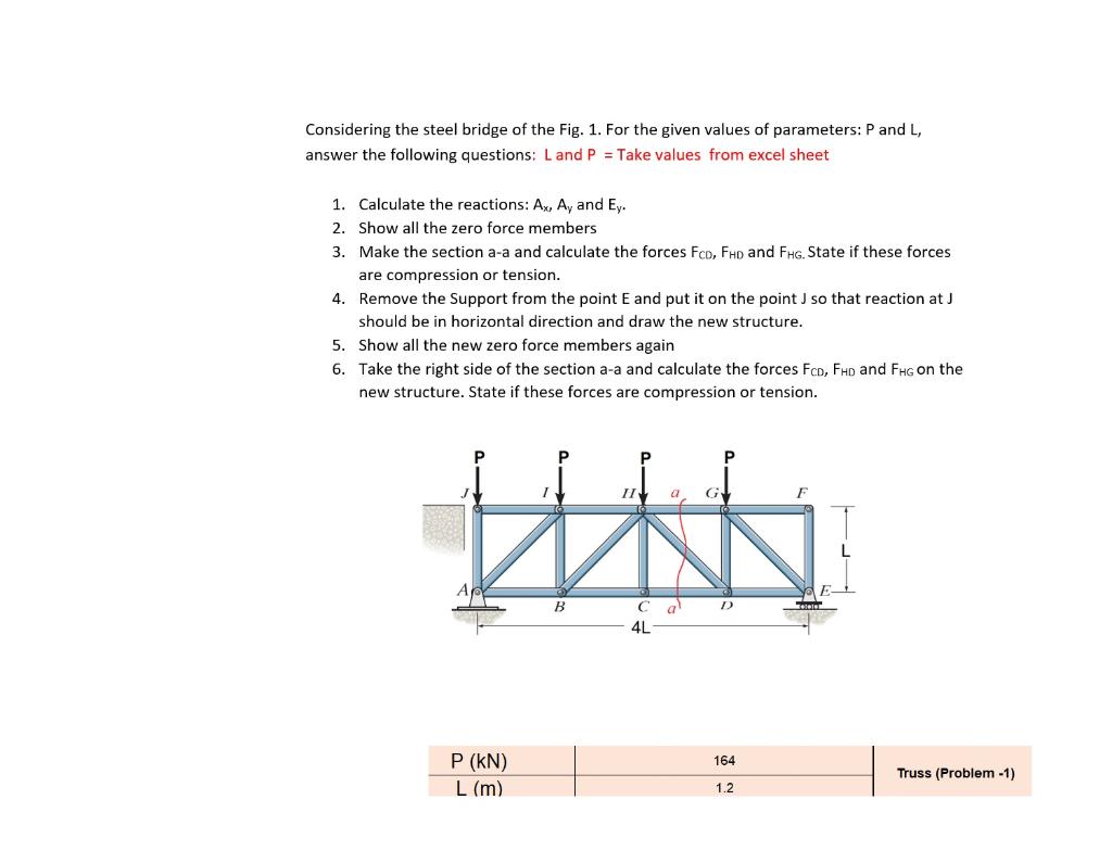 Solved Considering the steel bridge of the Fig. 1. For the | Chegg.com