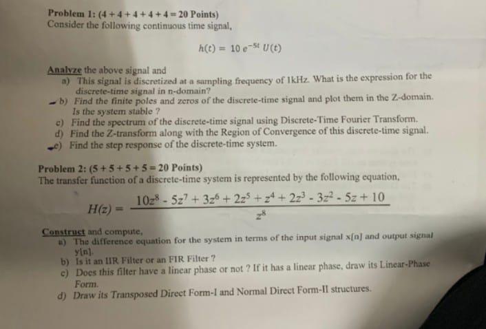 Solved Problem 1: (4+4+4+4+4=20 Points ) Consider The | Chegg.com