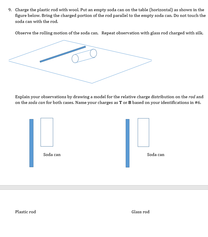 Solved 9. Charge the plastic rod with wool. Put an empty