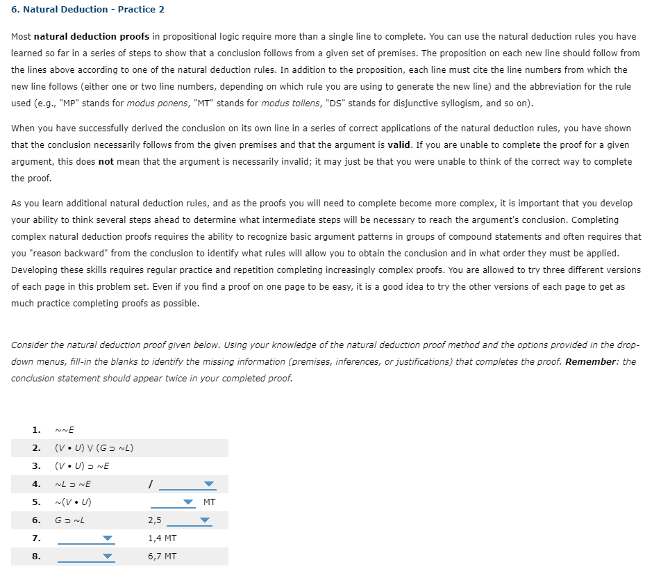 Solved 6. Natural Deduction - Practice 2 Most Natural | Chegg.com