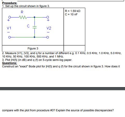 Solved 1. Set up the circuit shown in figure 3 R = 1.59 kΩ | Chegg.com
