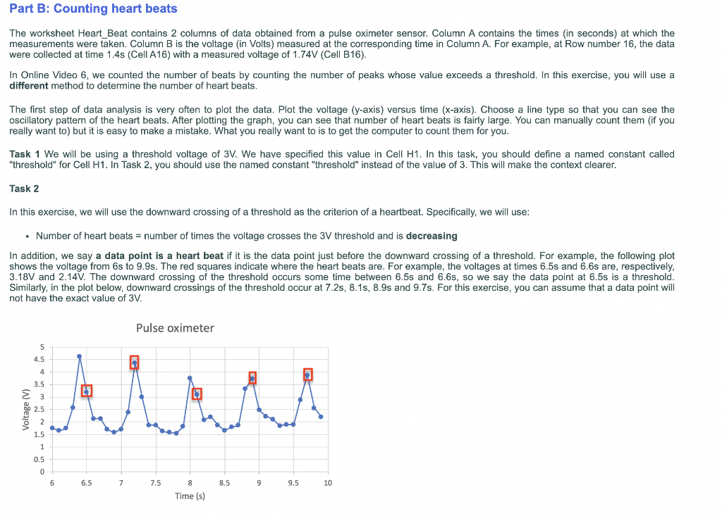 Part B: Counting heart beats The worksheet Heart_Beat | Chegg.com