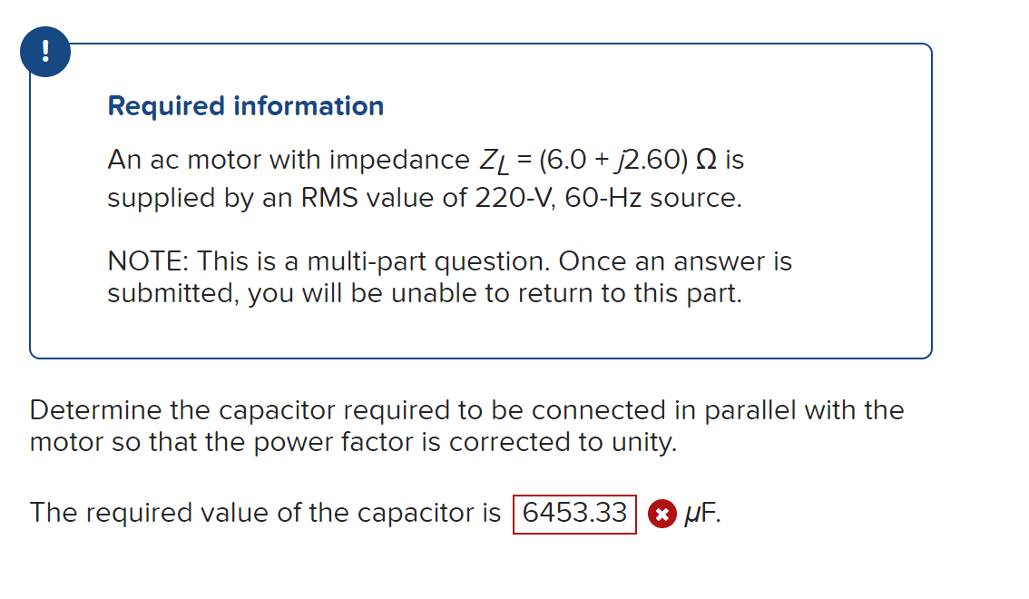 Solved Required information An ac motor with impedance