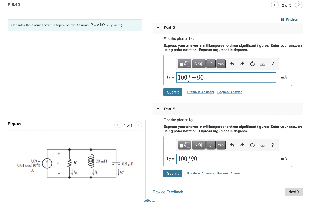Solved P 5.49 2 of 3 II Review Consider the circuit shown in | Chegg.com