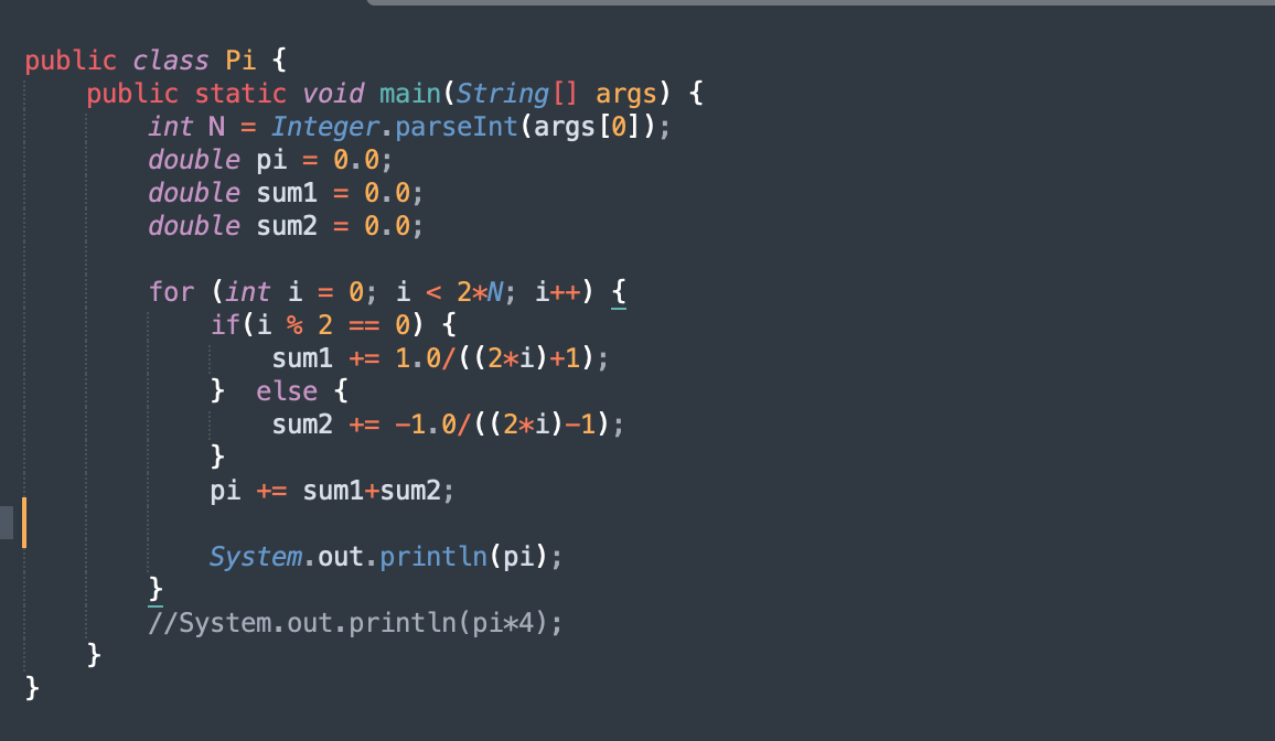 Solved PI = 4∗(1−1/3+1/5−1/7+1/9–1/11+...)Write a program | Chegg.com