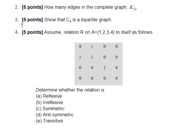 Solved 2. [5 points] How many edges in the complete graph, | Chegg.com