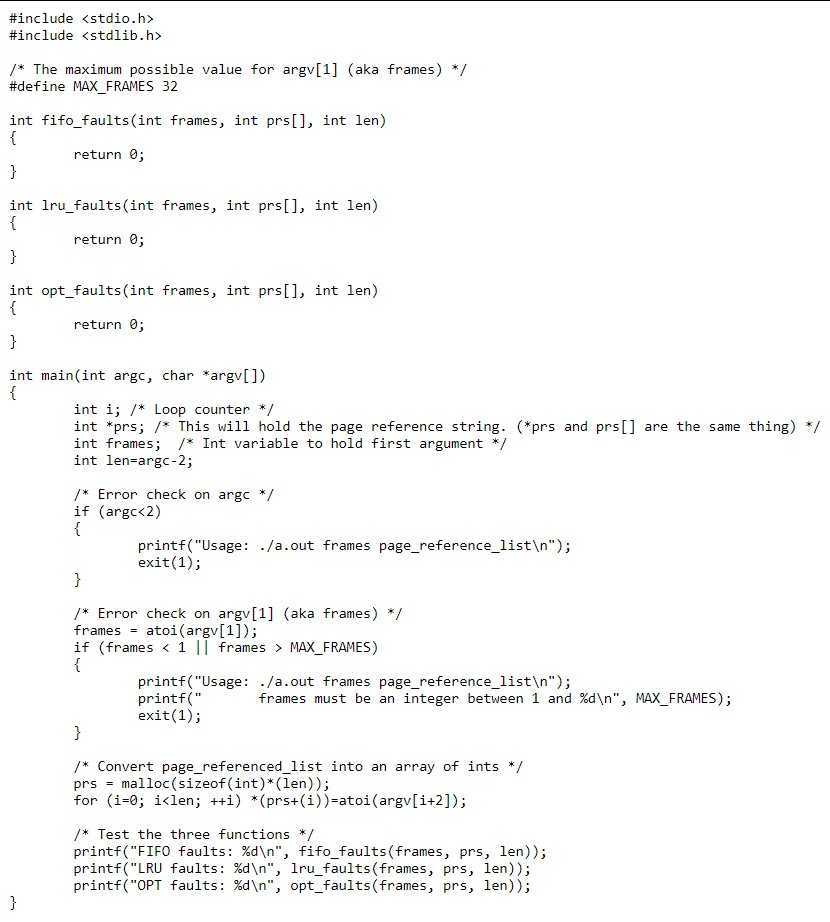 Page Replacement Algorithm Exercise Below is the | Chegg.com