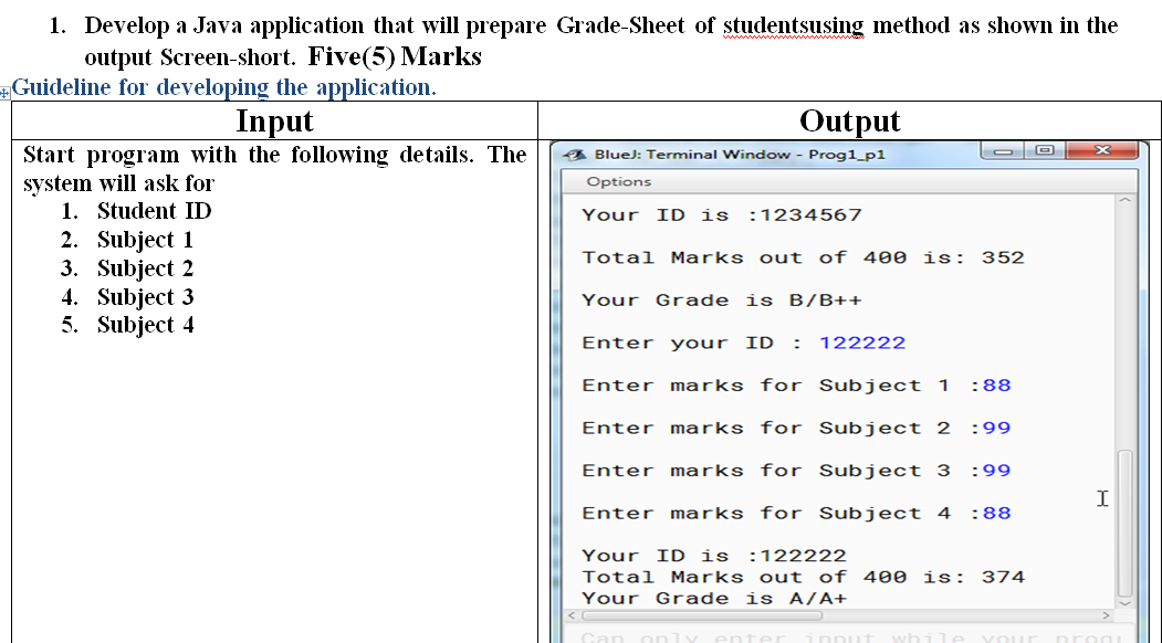 Solved Blue): Terminal Window - Progi_pl 1. Develop a Java | Chegg.com