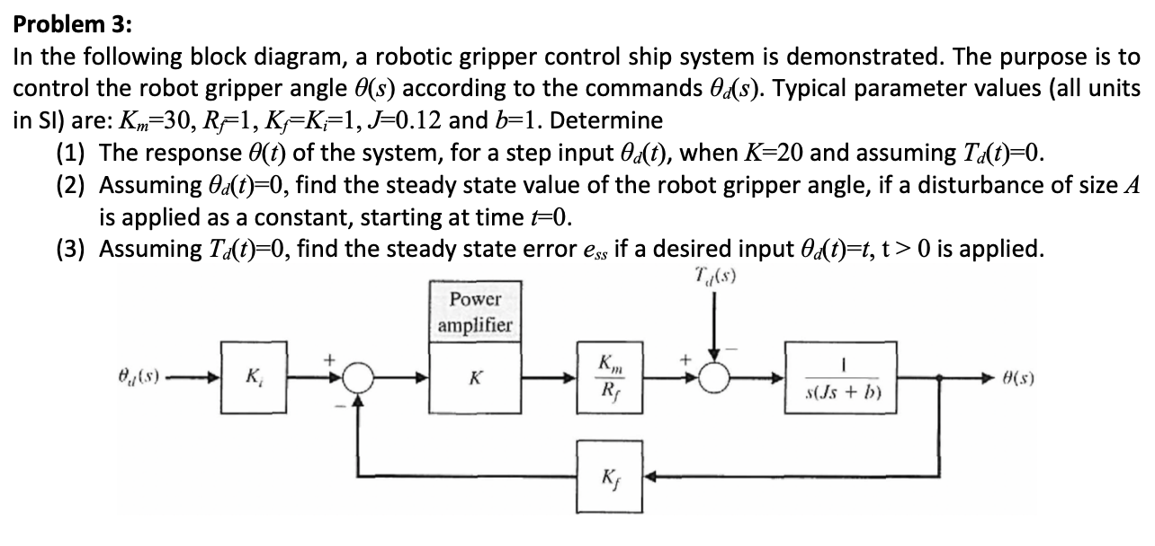 Solved In the following block diagram, a robotic gripper | Chegg.com