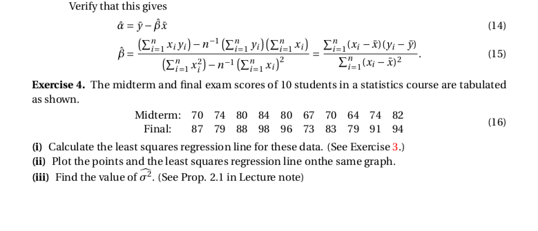 Exercise 3 Method Of Least Squares Suppose We H Chegg Com