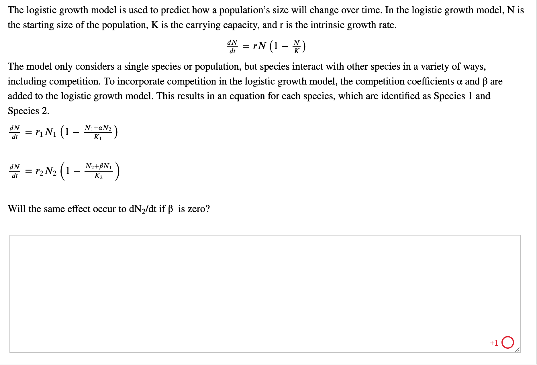 Solved The Logistic Growth Model Is Used To Predict How A | Chegg.com