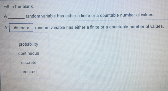 a discrete random variable has a finite number of values