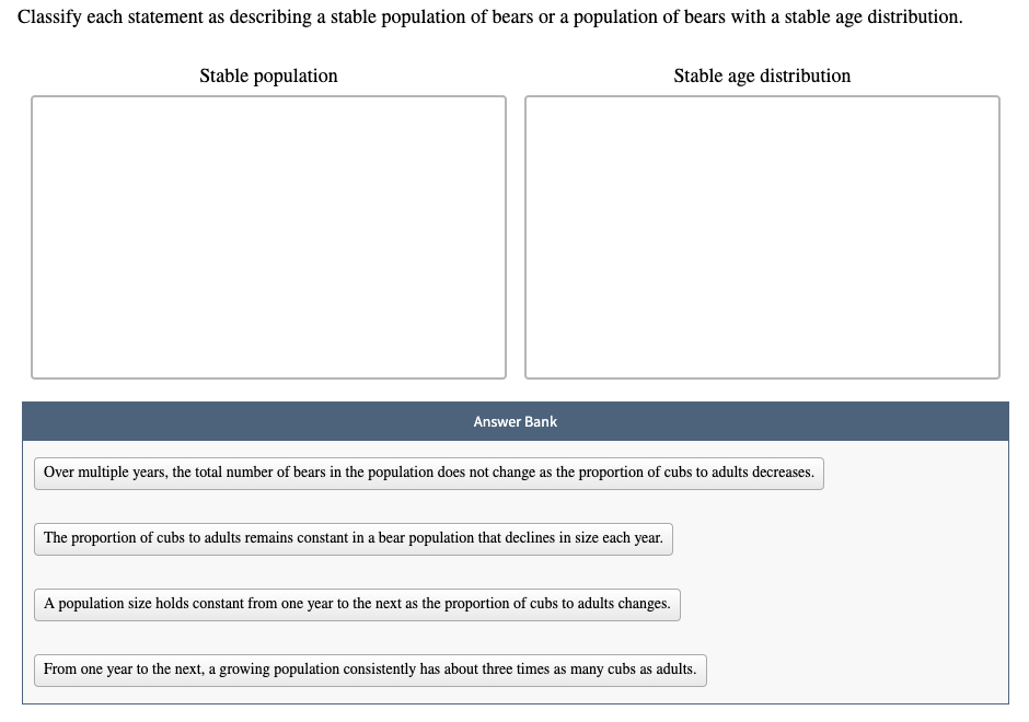 Solved Classify each statement as describing a stable | Chegg.com