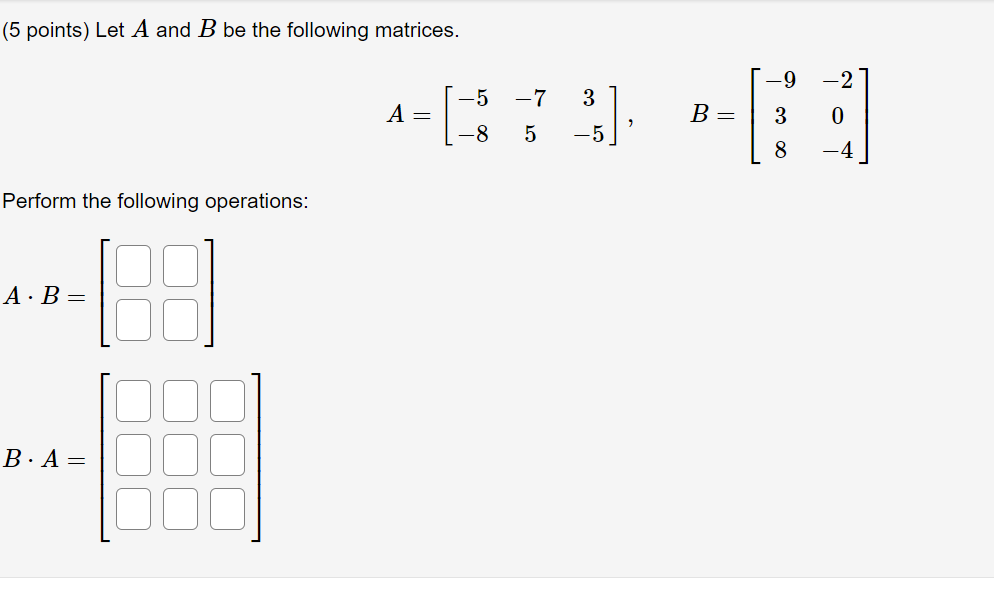 Solved (7 points) Let 1 2 -2 4 A= 3 6 -6 12 Describe all | Chegg.com