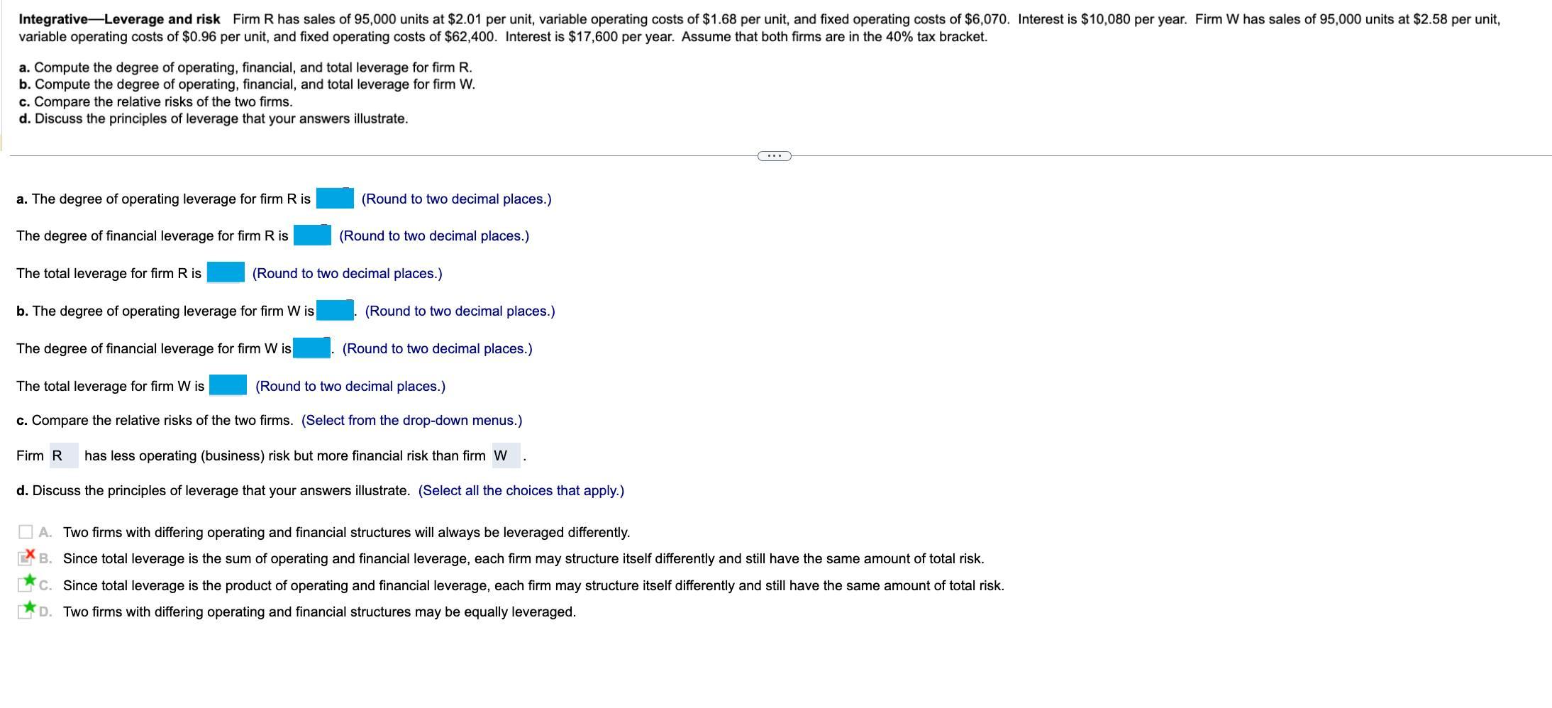 variable operating costs of 0.96 per unit, and fixed