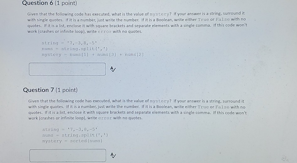 Solved Question 6 (1 point) Given that the following code | Chegg.com