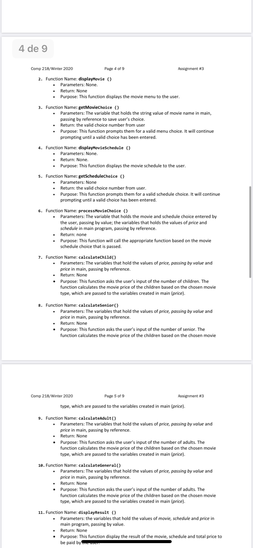3 de 9 Comp 218/Winter 2020 Page 3 of 9 Assignment #3 | Chegg.com