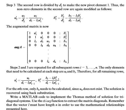 Solved MATLAB Write a MATLAB code to implement the Thomas Chegg