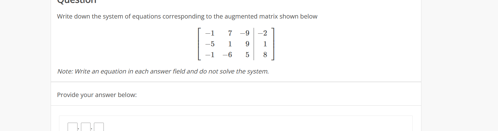 Solved Write down the system of equations corresponding to | Chegg.com