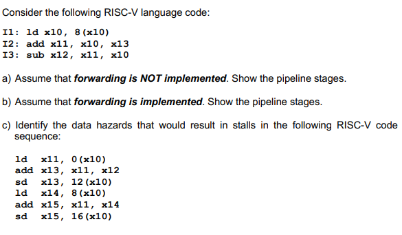 Solved Consider The Following RISC-V Language Code: 11: Ld | Chegg.com