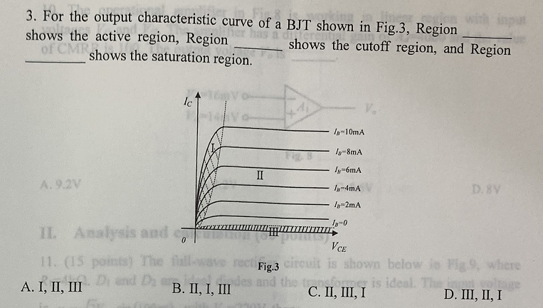 Solved 3. For the output characteristic curve of a BJT shown | Chegg.com