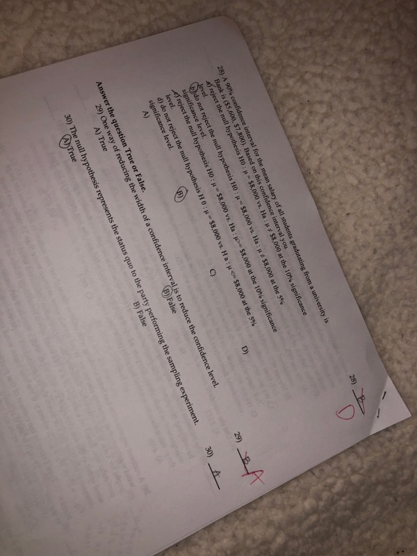 Solved 28) D) C) 29) 29) One way of A) True | Chegg.com