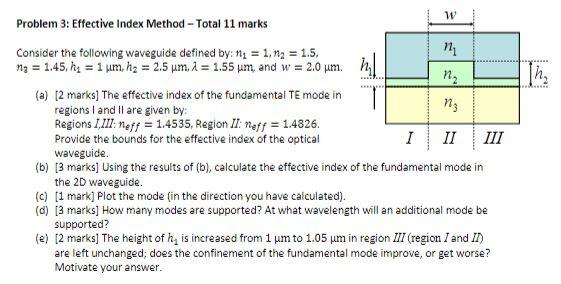 Solved Problem 3: Effective Index Method - Total 11 marks | Chegg.com