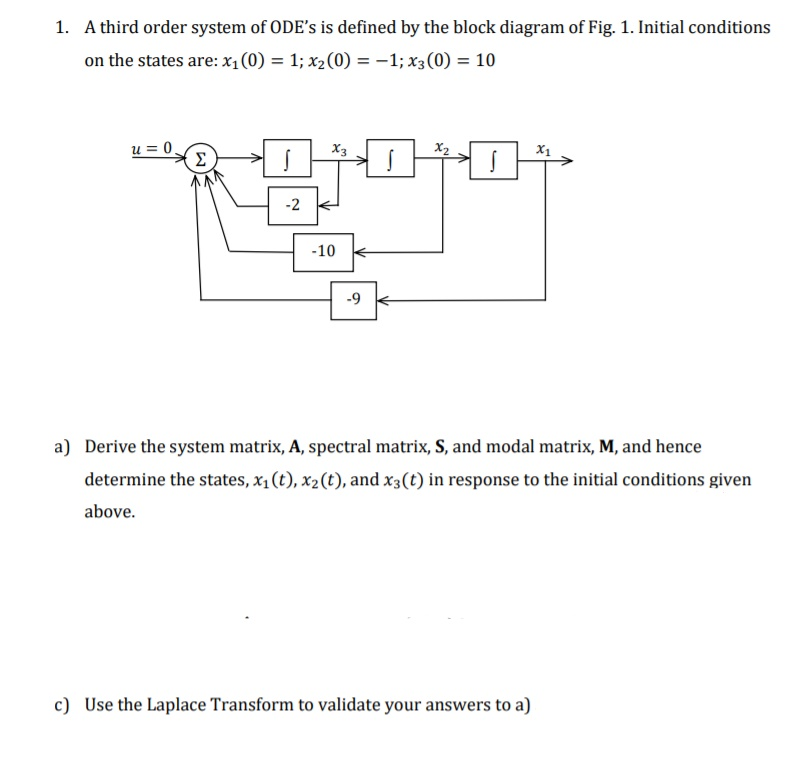 Solved derive the system matrix A third order system of ode | Chegg.com