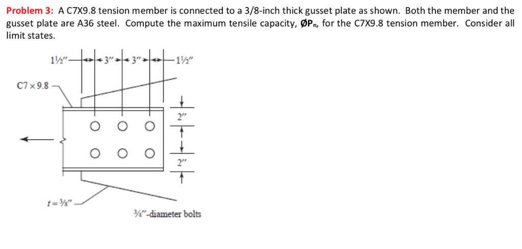 Problem 3: A CTX9.8 tension member is connected to a | Chegg.com