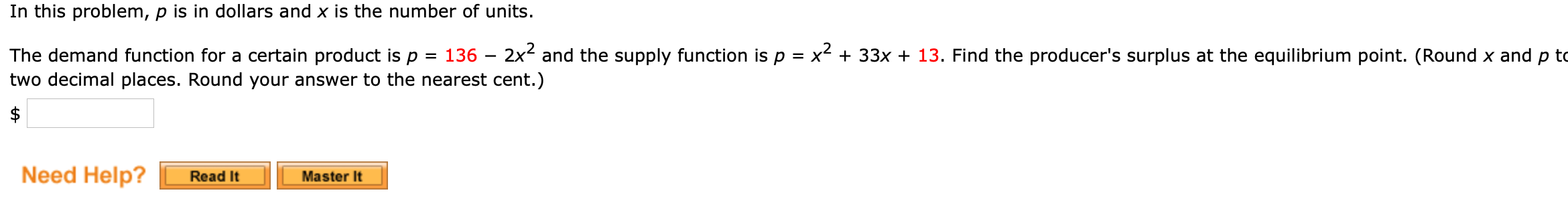 Solved The demand function for a certain product is | Chegg.com