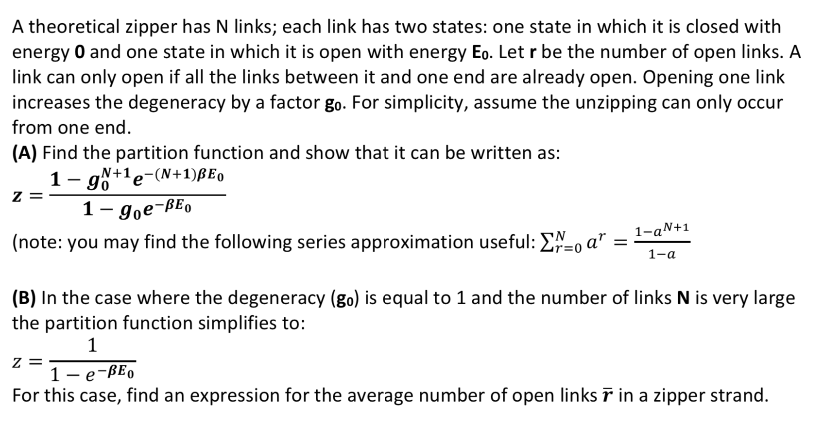Statistics Zipper Problem Solved A theoretical zipper has N links; each link has two | Chegg.com