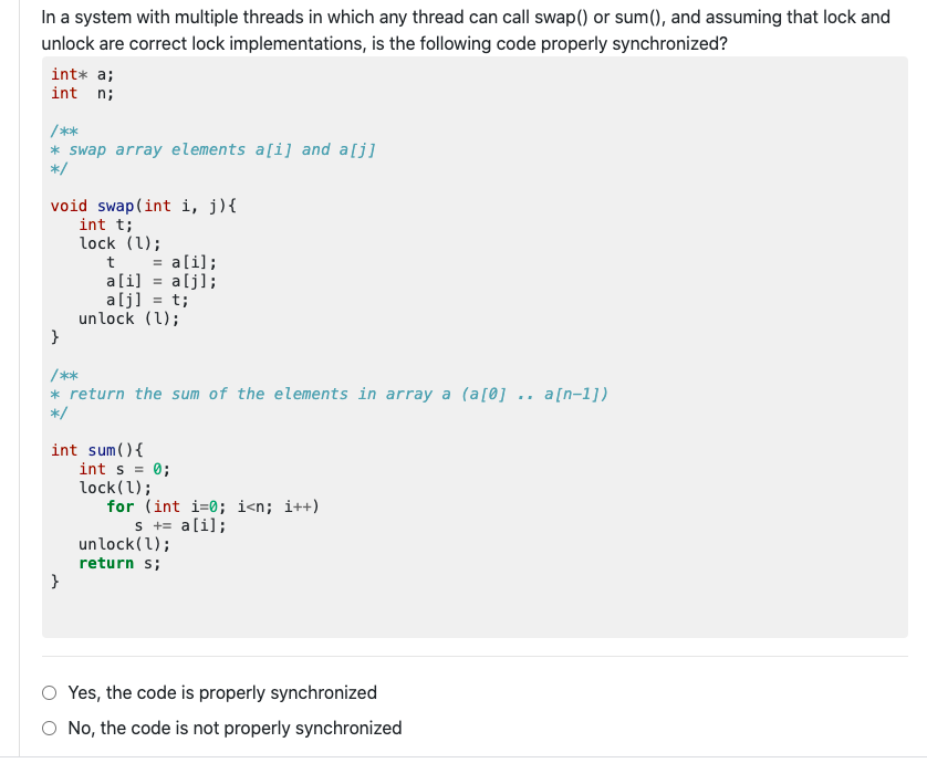 Solved In a system with multiple threads in which any thread | Chegg.com