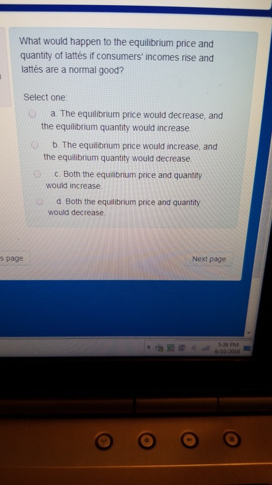 Solved What would happen to the equilibrium price and