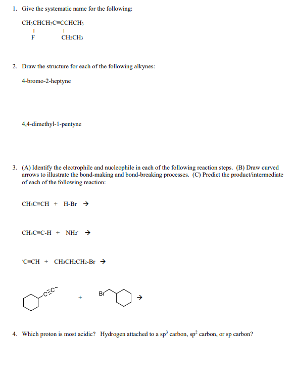 Solved 1. Give the systematic name for the following: 2. | Chegg.com