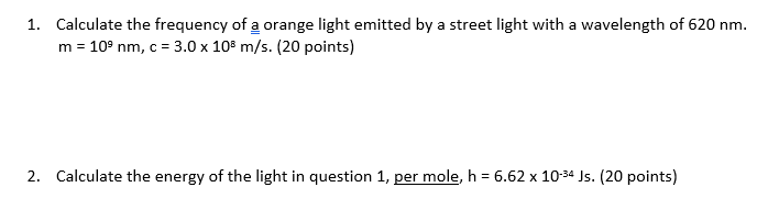 frequency of emitted light formula