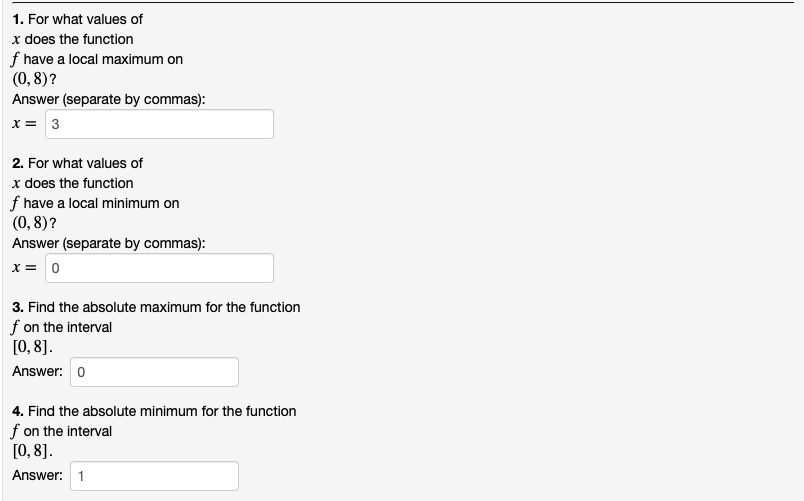 Solved (1 point) Use the given graph of the function on the | Chegg.com