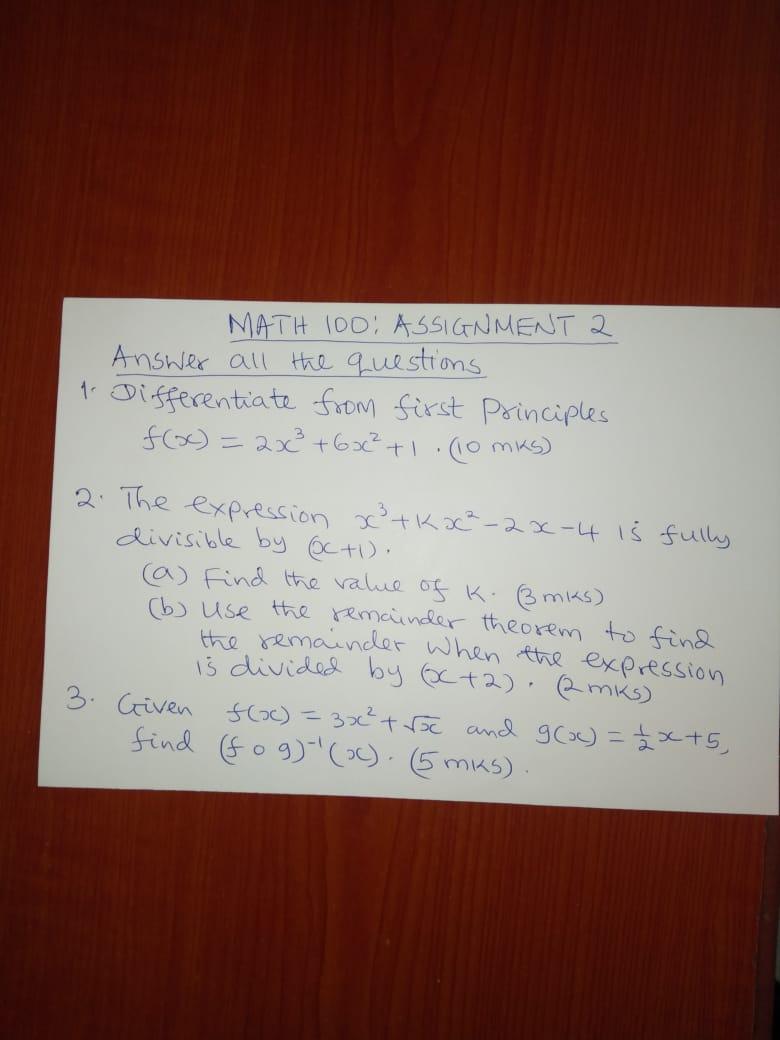 math 100 assignment 2 solution