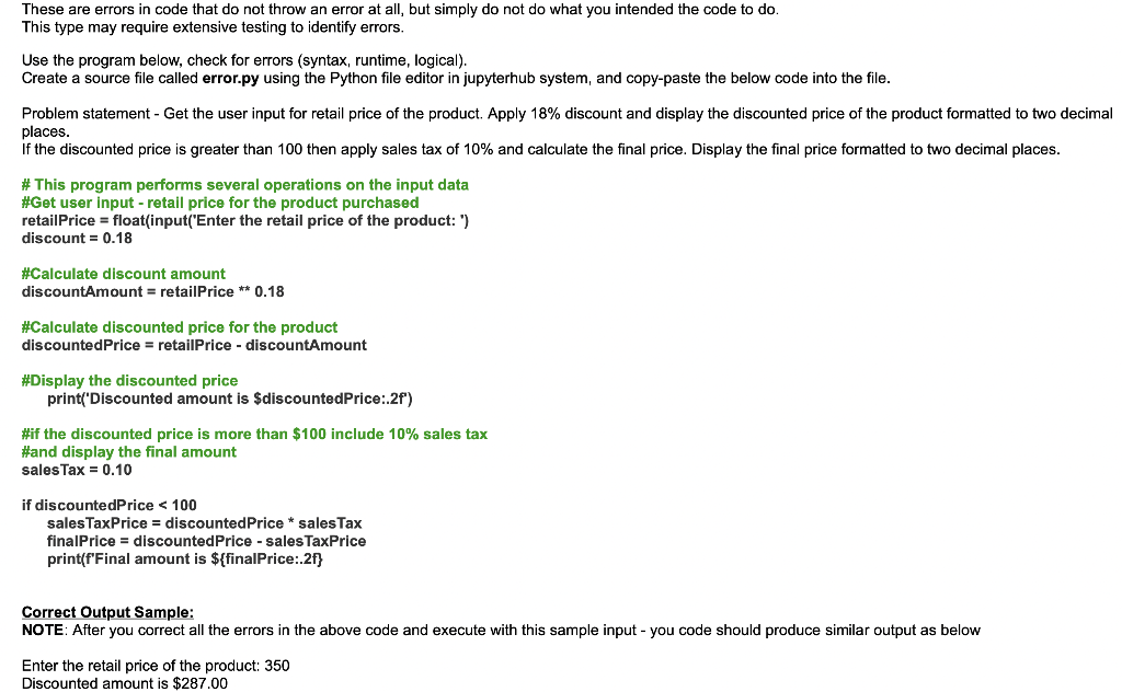 Solved Identify Errors There Are Three Types Of Errors That | Chegg.com