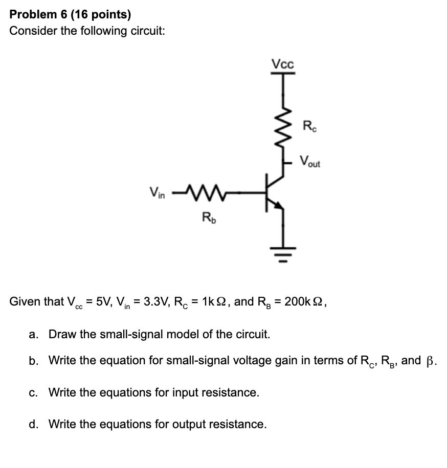 Solved Problem 6 (16 points) Consider the following circuit: | Chegg.com