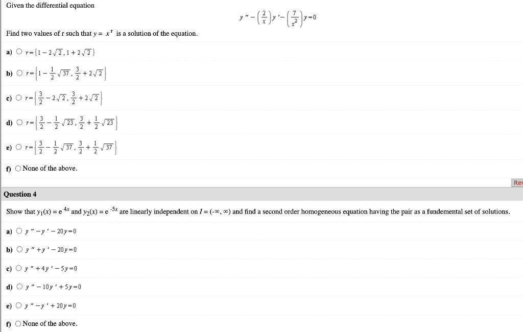 Solved There are functions of the form erx that solve the | Chegg.com