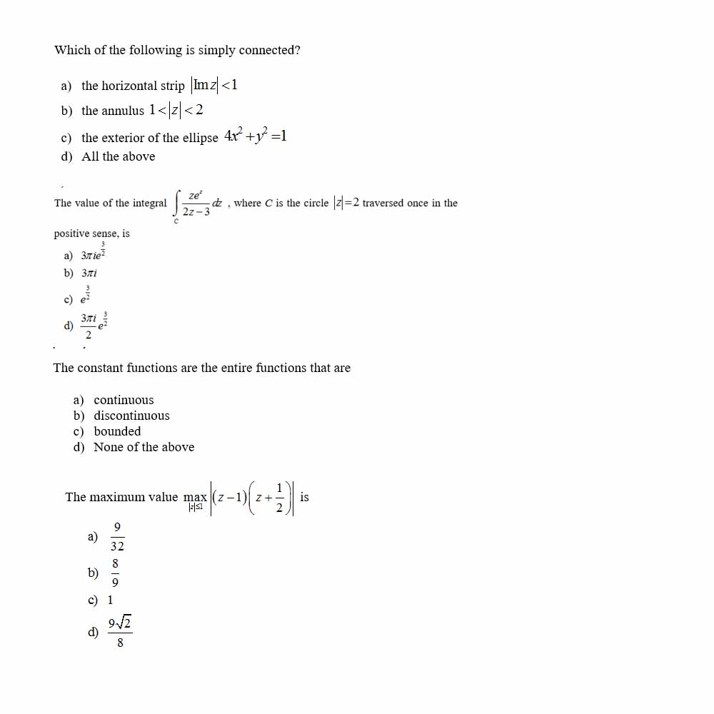 Solved Which Of The Following Is Simply Connected? A) The 