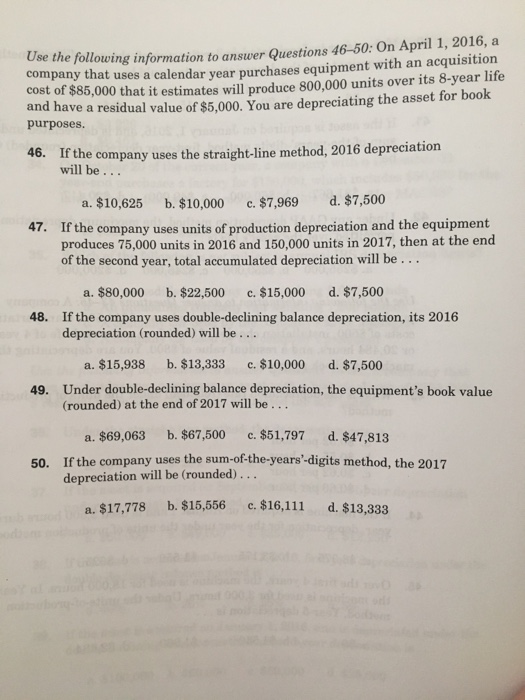 Solved Use the following information to answer Questions | Chegg.com