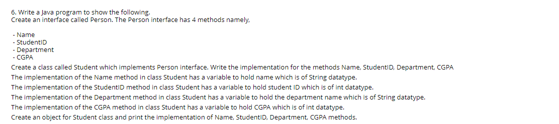 Solved 6. Write a Java program to show the following. Create | Chegg.com