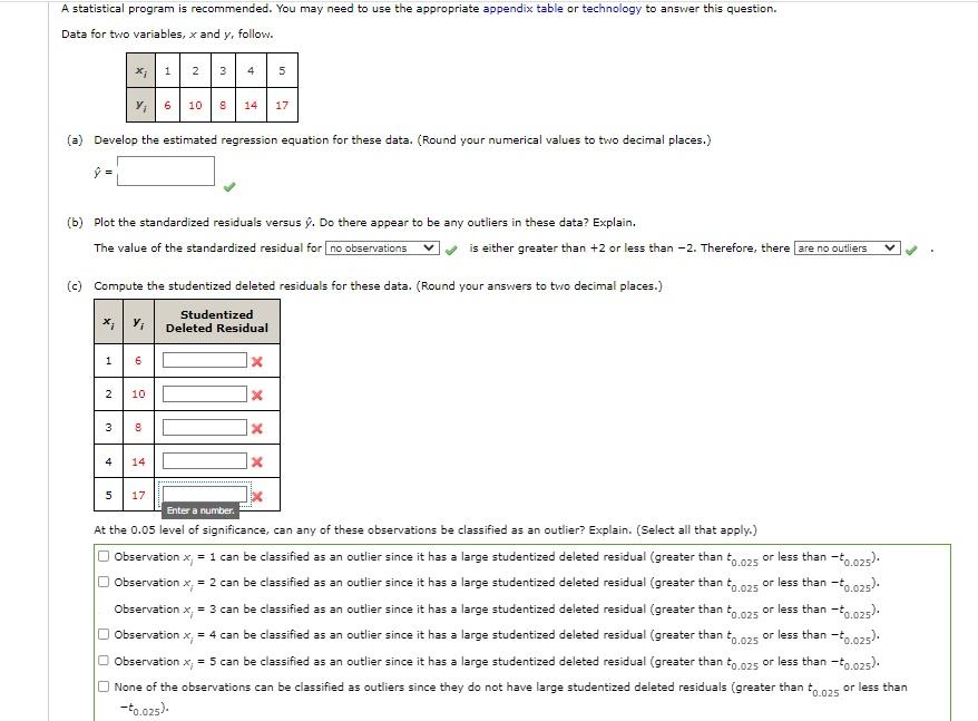Solved Plot the standardized residuals versus y^. Do there | Chegg.com