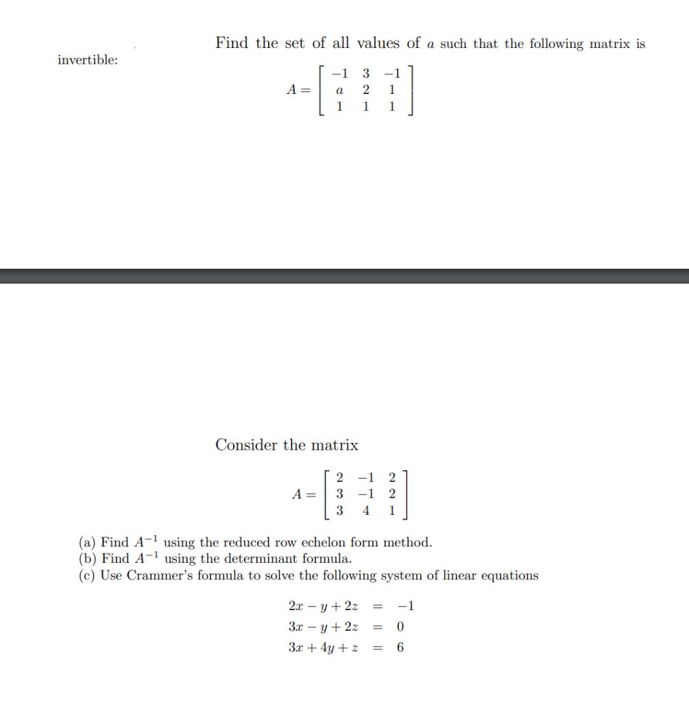 Solved Find the set of all values of a such that the | Chegg.com