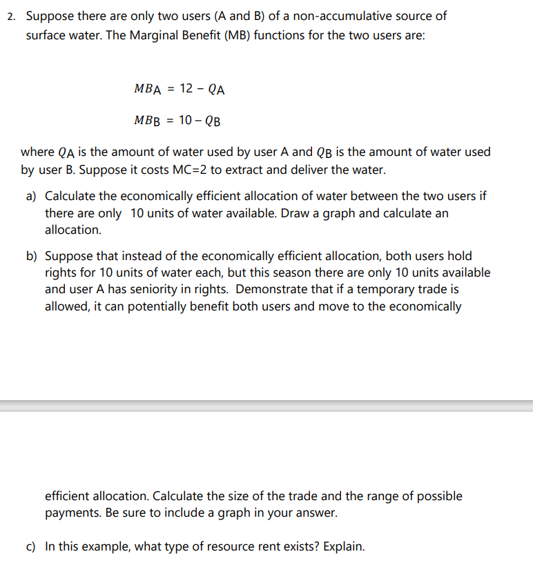 Solved 2. Suppose There Are Only Two Users ( A And B ) Of A | Chegg.com