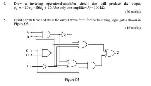 Solved 4. Draw a inverting operational-amplifier circuit | Chegg.com