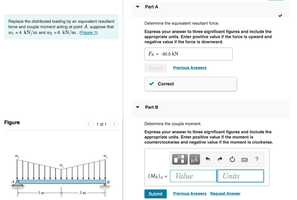 Solved Part A Replace the distributed loading by an | Chegg.com
