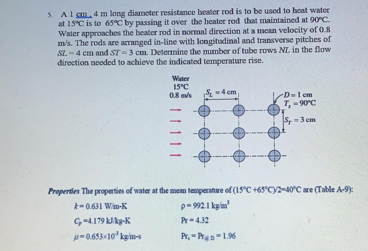 Solved 5. A 1 Cm , 4 M Long Diameter Resistance Heater | Chegg.com