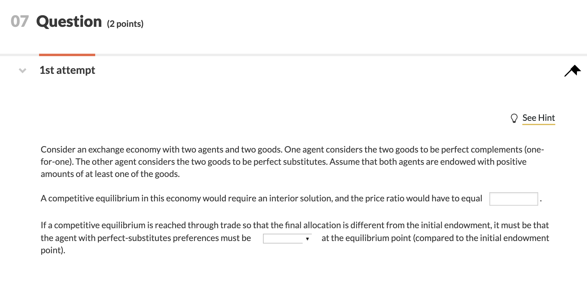 07 Question (2 points) 1st attempt See Hint Consider | Chegg.com
